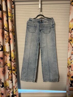 LC Lauren Conrad Light Blue Wide Leg Jeans with Front Patch Pockets